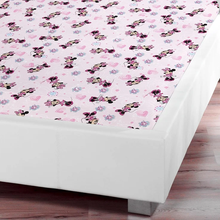 BERONAGE Spannbettlaken Minnie Mouse Spannbettlaken Flower Pink Rosa 90/100 x 190/200 cm, 100% Baumwolle, Gummizug: ja, (1 Stück), Disney – Bild 5