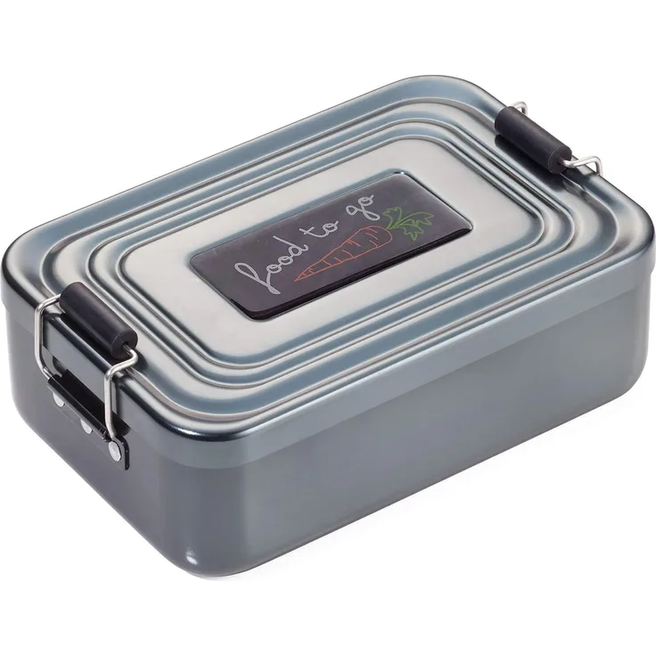 TROIKA Lunchbox FOOD TO GO mit Bügelverschluss – robuste Brotdose aus Aluminium, für Alltag, Schule und Büro, nostalgische Lunch-Box, rostfrei
