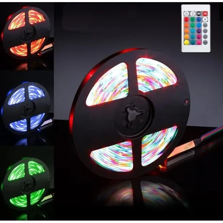 EAXUS LED Stripe - IP65 Wasserfeste LED Lichterkette. RGB Bunt, Licht Band, 4 Farbwechselprogramme, Dimmfunktion, Fernbedienung