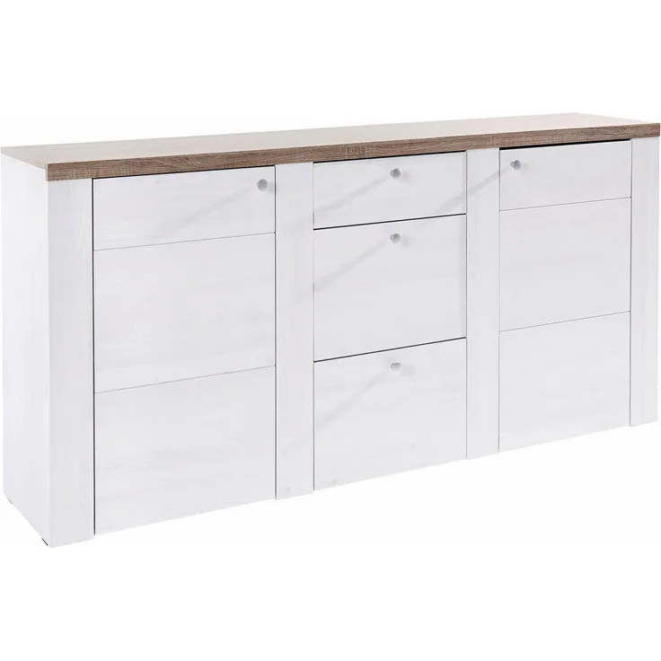 Home affaire Sideboard Larona, zeitlose Kommode mit 2 Türen, 3 Schubkästen, Türkommode, Höhe 84 cm, viel Stauraum, Anrichte mit dekorativer Rahmenoptik