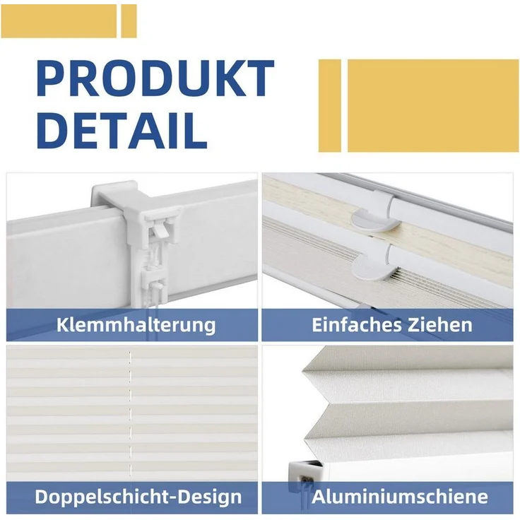 Sekey Doppelplissee Day+Night Verdunkelung ohne Bohren verspannt Lichtschutz Beige – Bild 2