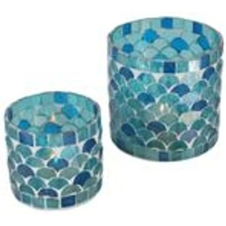 Orientalisches Mosaik Windlicht Athen Hellblau M – Bild 4