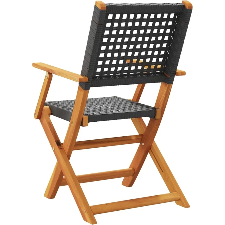 vidaXL Gartenstühle 4 Stk. Klappbar Schwarz Poly Rattan & Massivholz 3214556 – Bild 5
