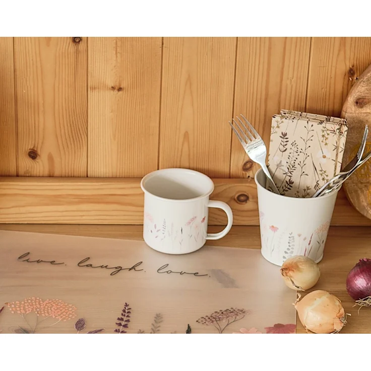 ZELLER 19400 Tasse 320 ml FLOWERS Metall, weiß/Dekor – Bild 4