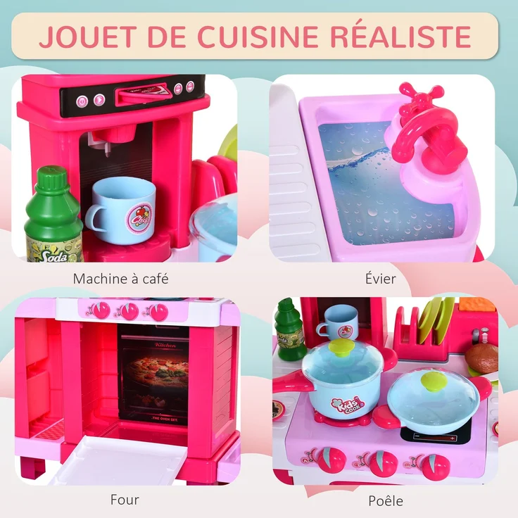 Kinderküche Rezepte Rollenspiel 38 Teile inklusive Sound und Licht Polypropylen Rosa – Bild 7