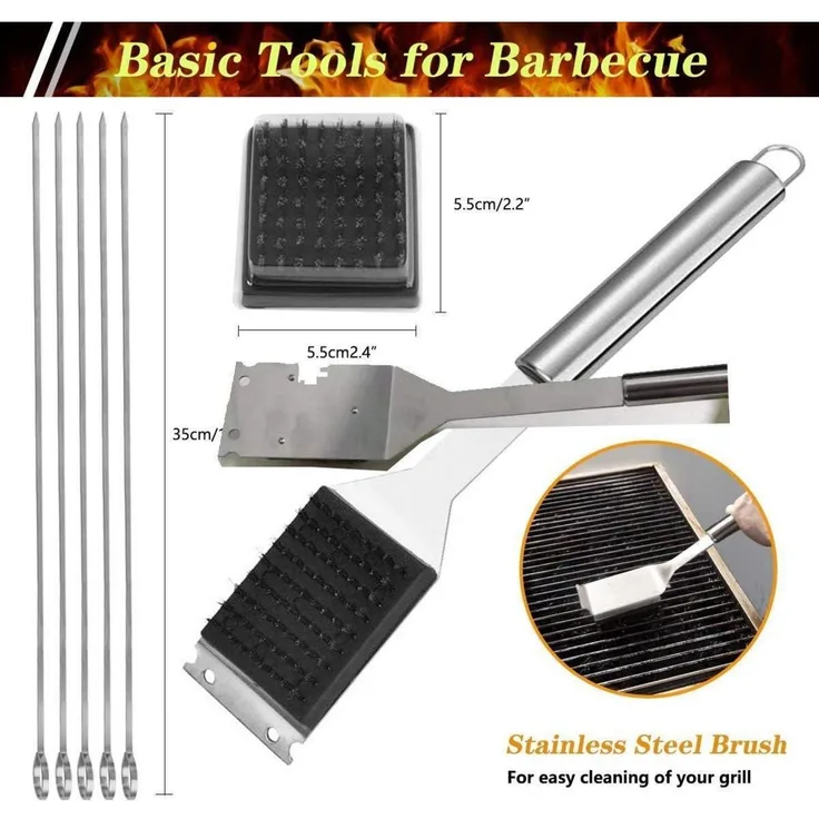 LuxusKollektion Grillbesteck-Set, 10-teilig, Edelstahl silber
