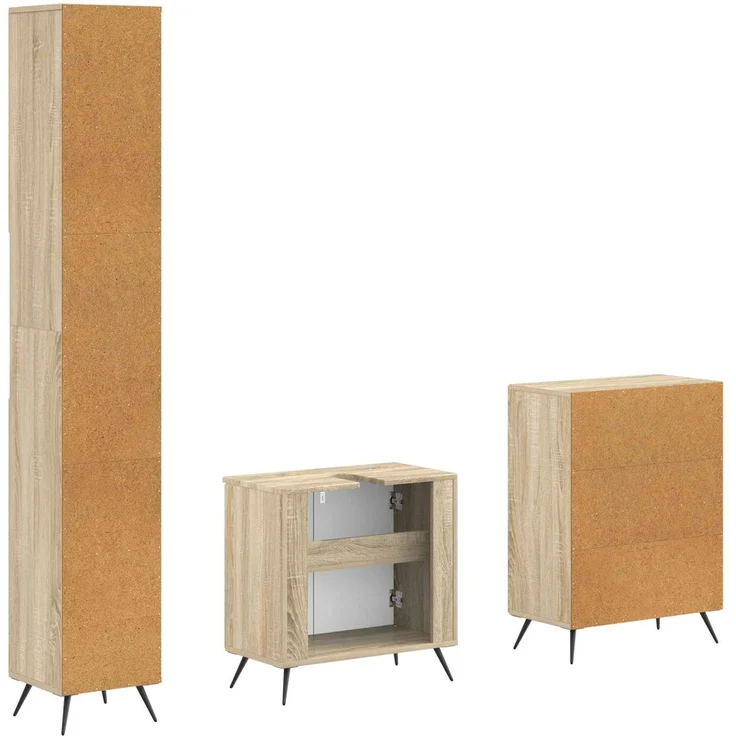 vidaXL 3-teiliges Badezimmer-Schranksystem BREDA Sonoma-Eiche 3417479 – Bild 6