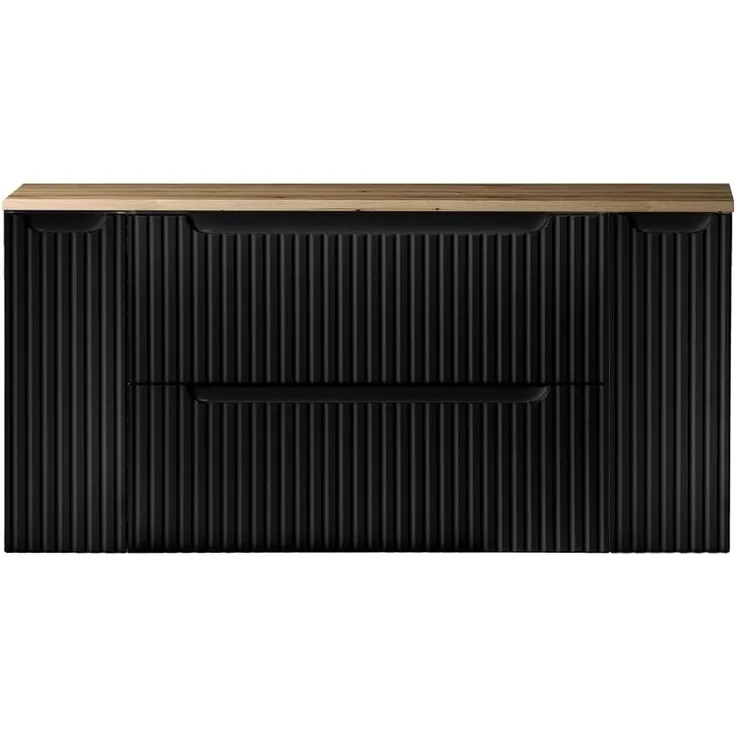 Waschtisch-Unterschrank 120cm, in schwarz mit Eiche, NEWPORT-56-BLACK