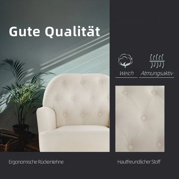 Intimate WM Heart Sessel Einzelsessel, Retro Fernsehsessel mit Metallbeinen, Samt Loungesessel mit Armlehne für Schlafzimmer Wohnzimmer – Bild 3