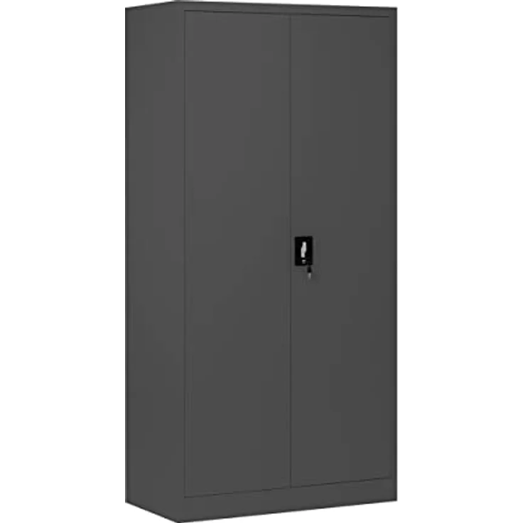 Domator Metallschrank 185 x 90 x 45 cm | Aktenschrank Abschließbar mit Kleiderstange, Pulverbeschichtung | Aufbewahrungsschrank Umkleideschrank Spind Kleiderstange | Anthrazit – Bild 7