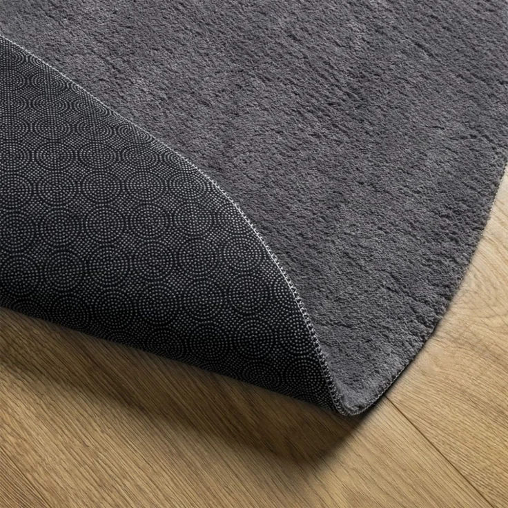 vidaXL Teppich HUARTE Kurzflor Weich und Waschbar Anthrazit Ø 100 cm 375009 – Bild 4