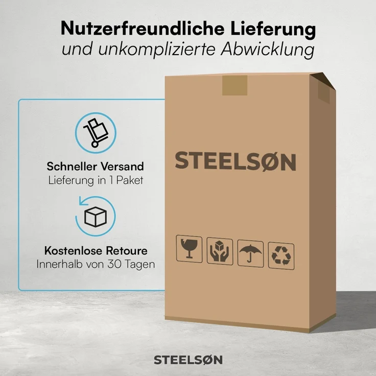 STEELSØN 'Caelum' Polyrattan Sessel mit Liegefunktion, schwarz, verstellbare Rückenlehne, inkl. Polster, Ausklapptisch, wetterfest – Bild 10