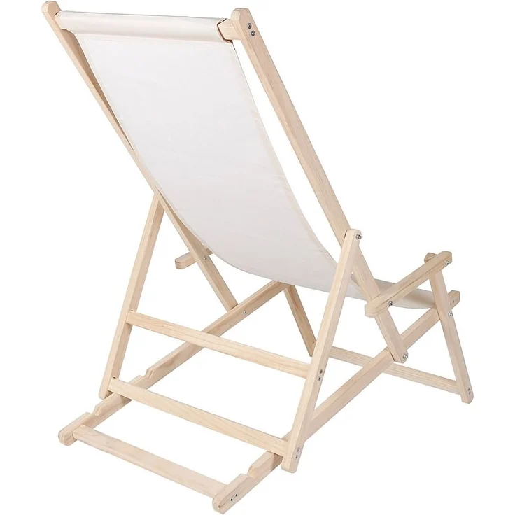 Strandstuhl mit Armlehne, Holz beige, 56 x 125 x 147 – Bild 4