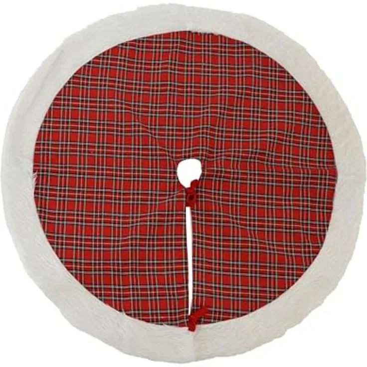 Kaemingk Weihnachtsbaumdecke, Weihnachtsbaumdecke 90cm mit Karomuster Rot / Weiß