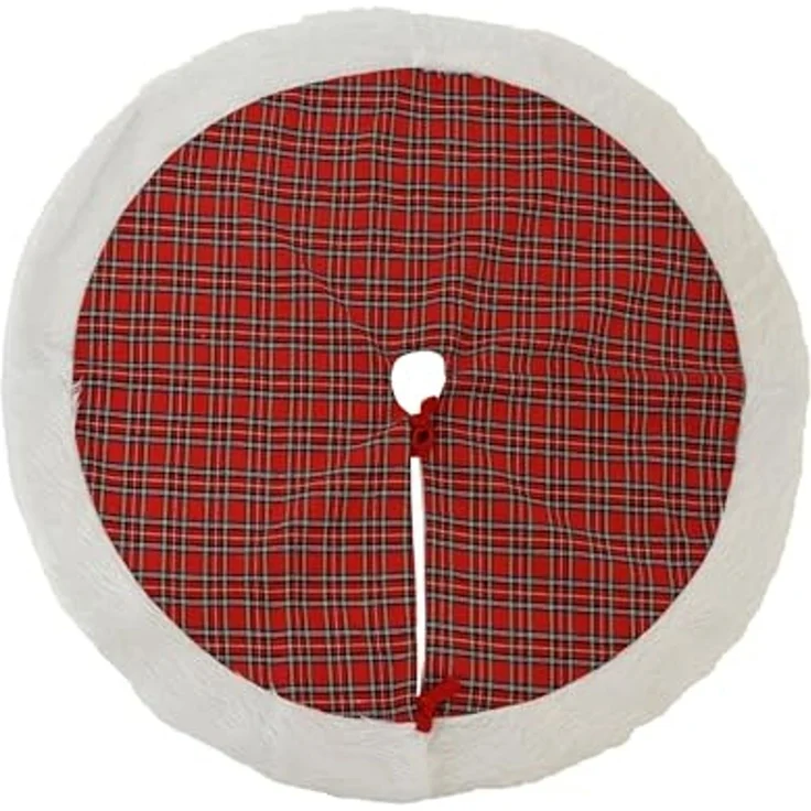 Kaemingk Weihnachtsbaumdecke, Weihnachtsbaumdecke 90cm mit Karomuster Rot / Weiß – Bild 1