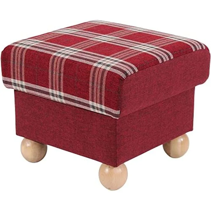 Hocker Kasha Bezug Flachgewebe Buche natur / rot 22308