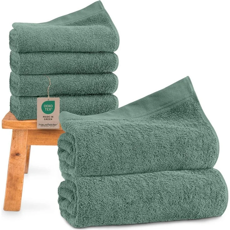 Hausfelder Saunatuch Handtücher Set - 2x Saunatücher 4 x Handtücher Hellgrün, (6-St) – Bild 5