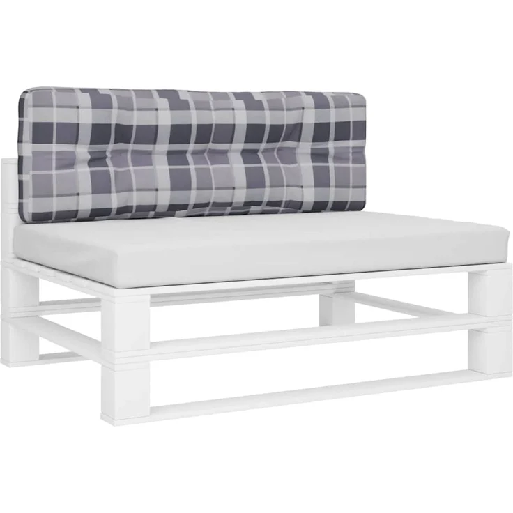 vidaXL Palettenkissen Grau Karomuster 120x40x12 cm Stoff 360637 – Bild 2