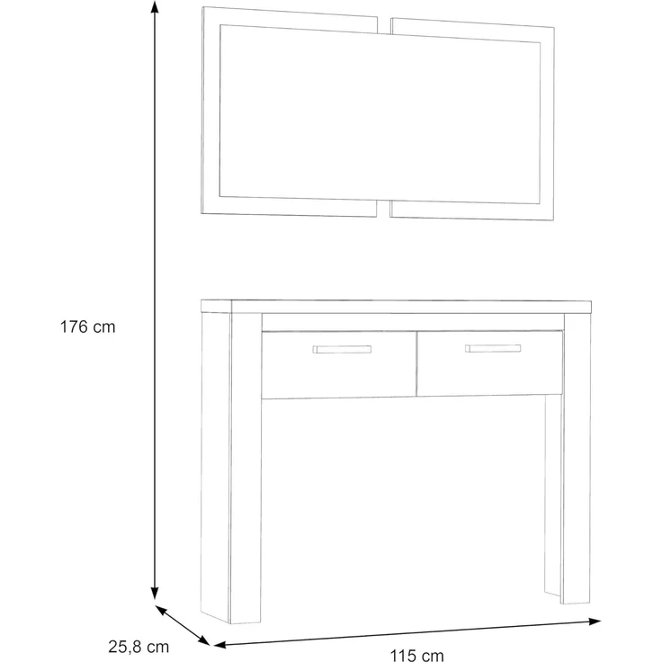 Forte Möbel Kompaktgarderobe, Holzwerkstoff, Pinie weiß/Antikeiche, B x H x T: 115 x 176 x 25,8 cm – Bild 6