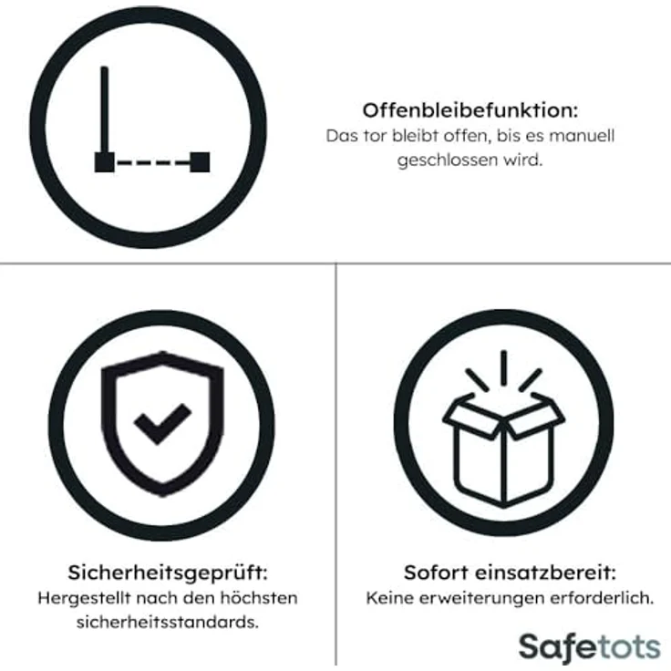 Safetots Treppenschutzgitter mit gebogenem oberen Teil, 71cm - 80cm, Matt Grau, Treppenschutzgitter mit Druckbefestigung, Babygitter für Türen – Bild 6