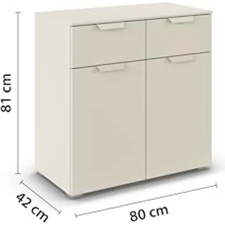 rauch Aditio Box, Kommode, 2-türig, 2 Schubladen, mit Softclose-Funktion, Farbe Beige, BxHxT 80x81x42cm – Bild 3