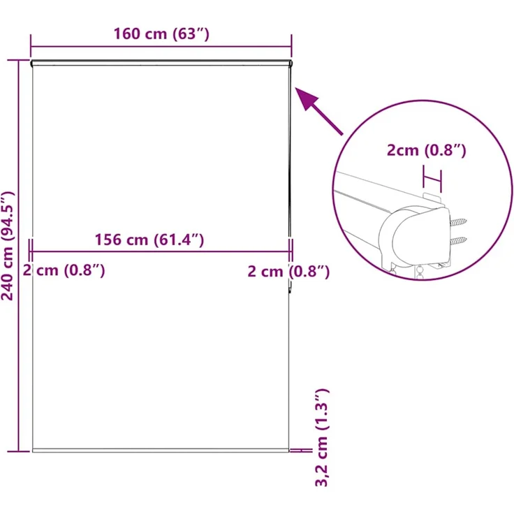 vidaXL Duschrollo mit Kassette 160x240 cm Stoffbreite 156 cm 4014974 – Bild 12