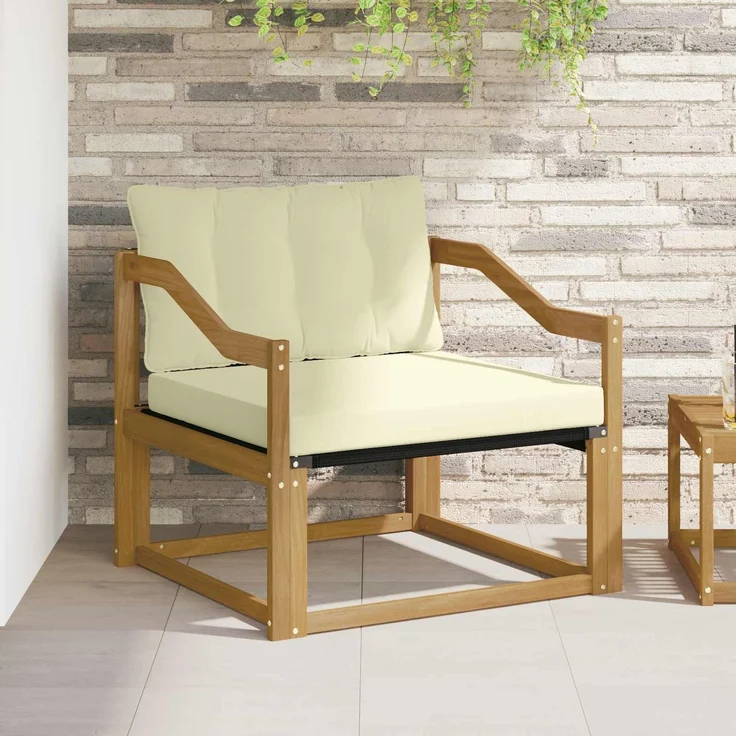 vidaXL Outdoor-Sofagarnitur Massives Akazienholz und Textilene Weiß 3439072 – Bild 1
