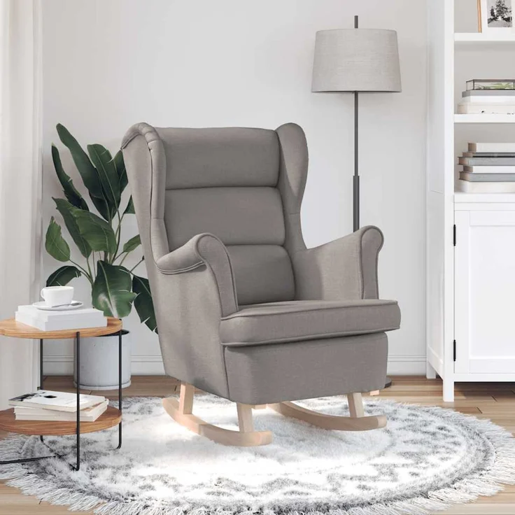 Schaukelsessel, Schaukelstuhl Taupe 74x90x102 cm Stoff – Bild 3