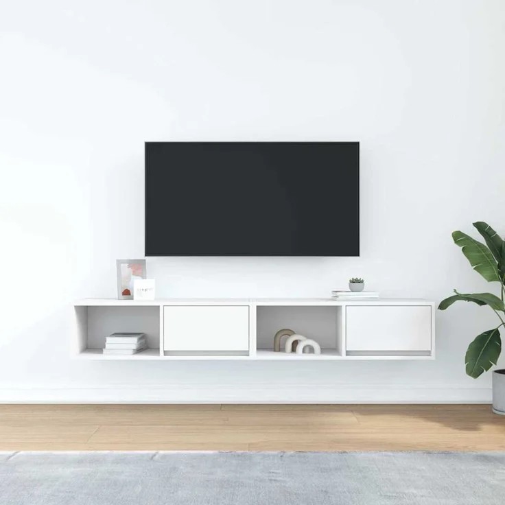 2 pcs TV-Schrank, Lowboard TV Weiß 80x31x25,5 cm Holzwerkstoff – Bild 3