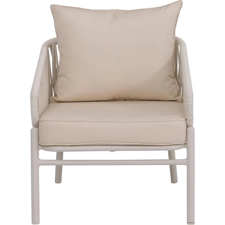 Aluminium-Gartenstuhl HWC-P90, Loungestuhl Sessel Outdoor, Seilgeflecht Rope Stoff/Textil (180g/m²) ~ creme – Bild 7