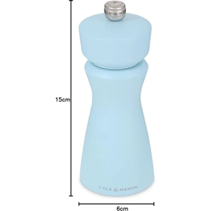 Cole & Mason Kenton Salz- & Pfeffermühle Hellblau Gummibaumholz Keramik Pfeffer Salz 60 mm – Bild 15