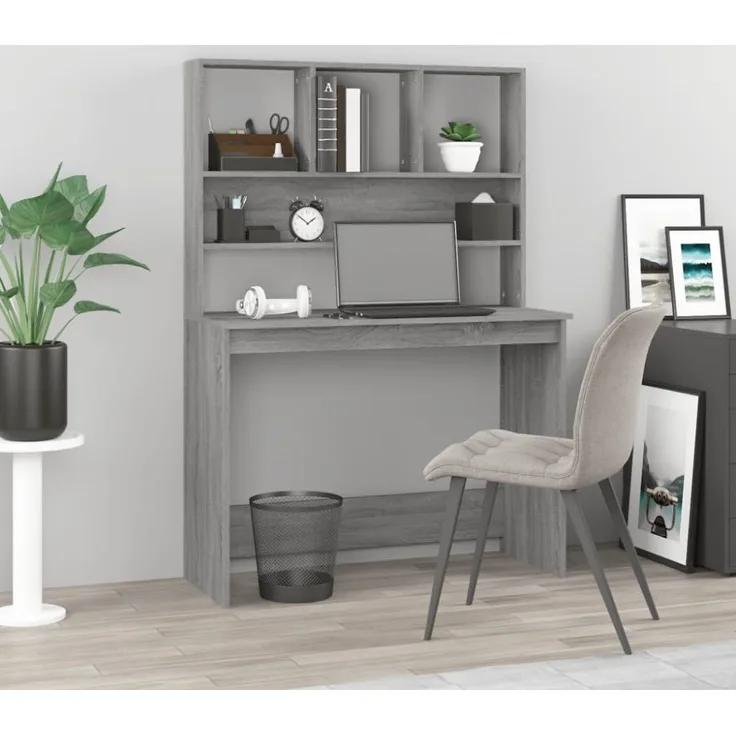 vidaXL Schreibtisch mit Regal Grau Sonoma 102x45x148 cm Holzwerkstoff 823006