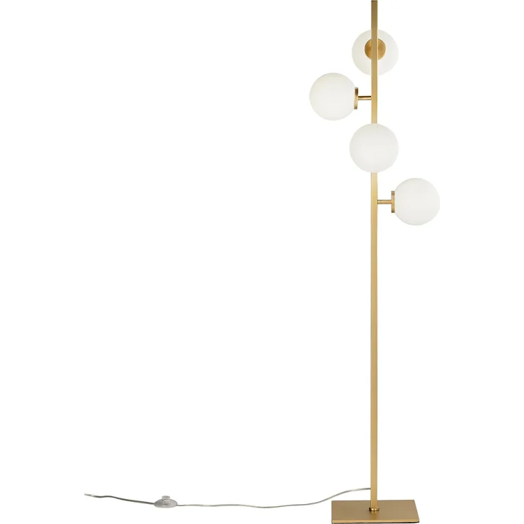 LED Stehlampe 4-flammig Gold mit Glaskugeln in Opalweiß, Höhe 150cm – Bild 2