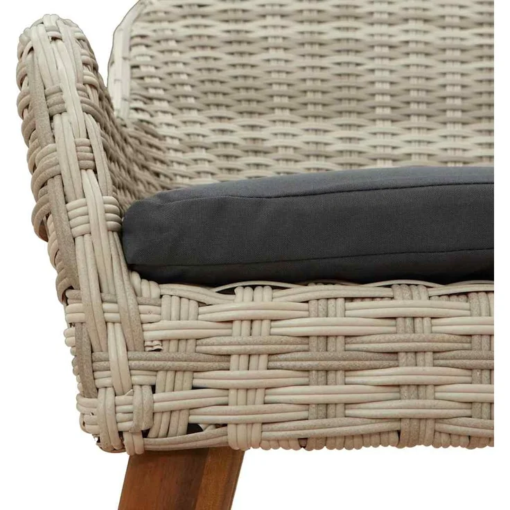 Gartenstuhl EGOS 2er Set Poly-Rattan 62,5x55x82 cm mit Polster Hellgrau | Gartenstuhl Rattan Outdoorstühle Balkonstühle – Bild 10
