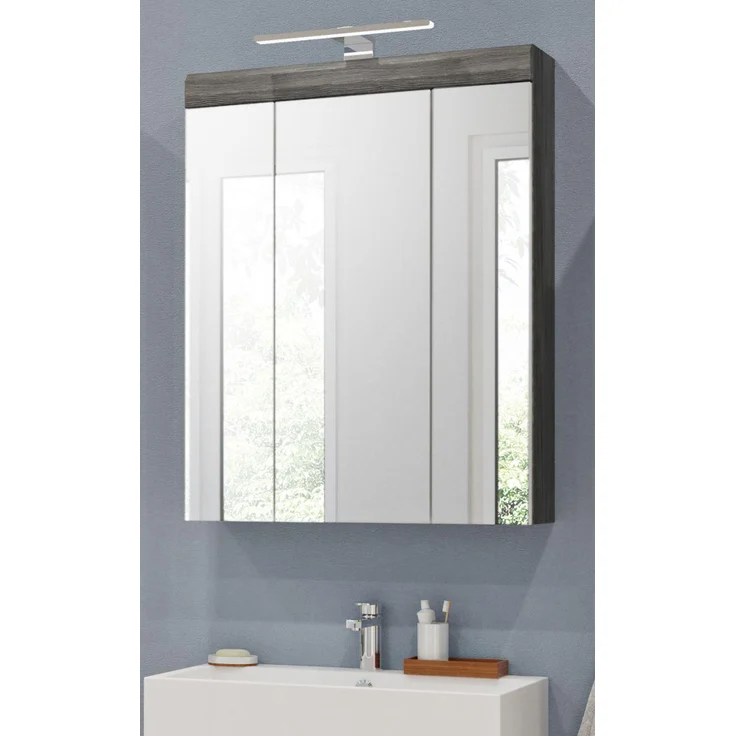 Badezimmer Spiegelschrank Shawn in Rauchsilber grau 60 x 79 cm – Bild 1