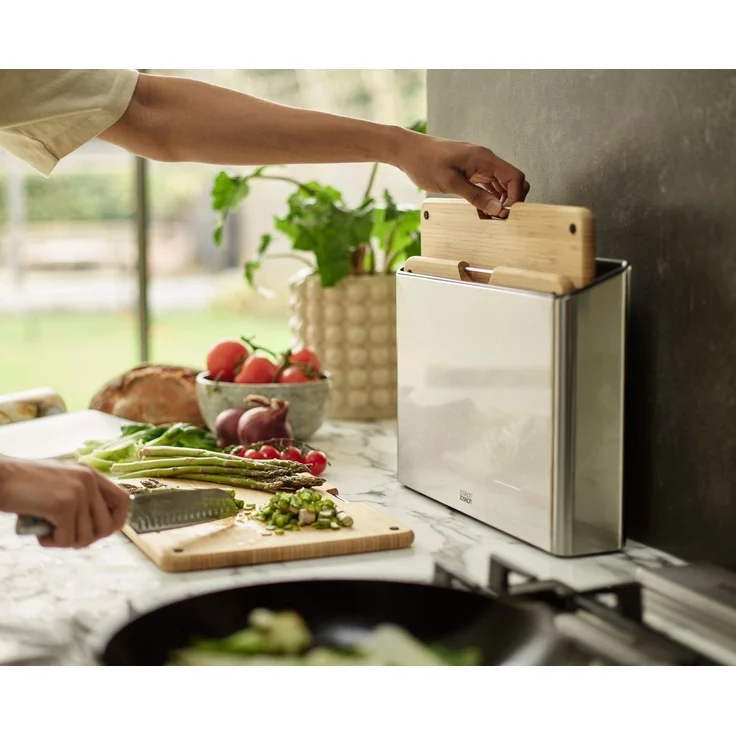 Joseph Joseph Folio Steel 3-tlg. Schneidebrett-Set Bambusblock – Bild 3