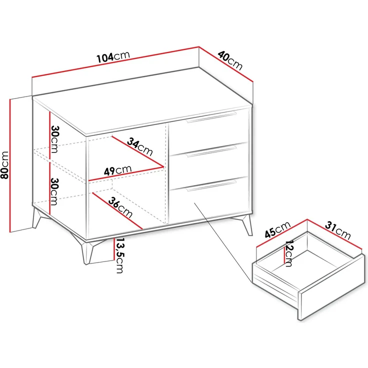Kommode Xylix Bis 100 1D3SZ (Farbe: Nuss Okapi) – Bild 9