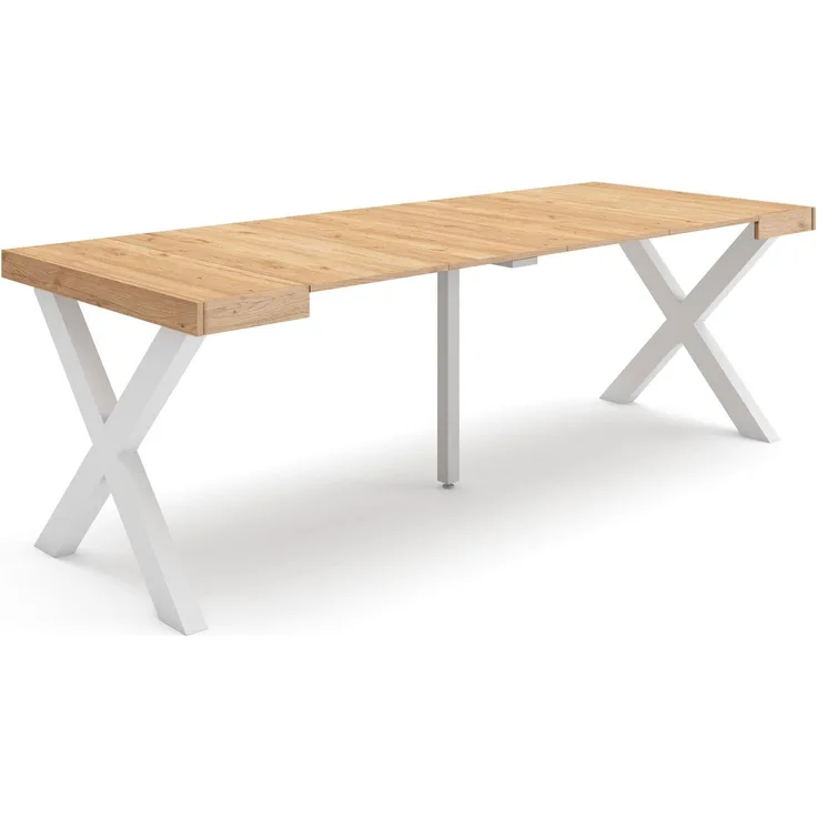 Skraut Home | Ausziehbarertisch | Multifunktionaler ausziehbarer | 220 | Für 10 Gäste | Massivholz Beine | Moderner Stil | Eiche