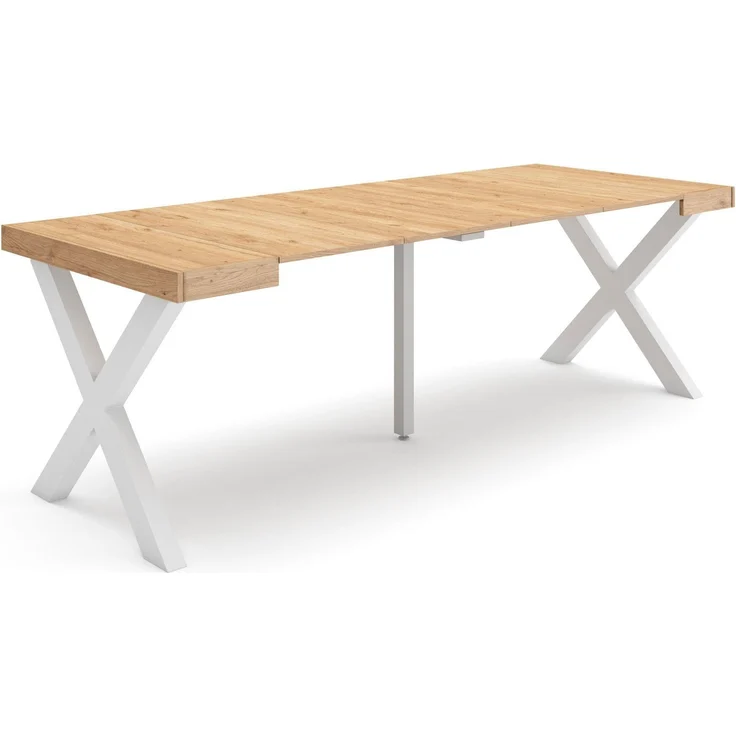 Skraut Home | Ausziehbarertisch | Multifunktionaler ausziehbarer | 220 | Für 10 Gäste | Massivholz Beine | Moderner Stil | Eiche