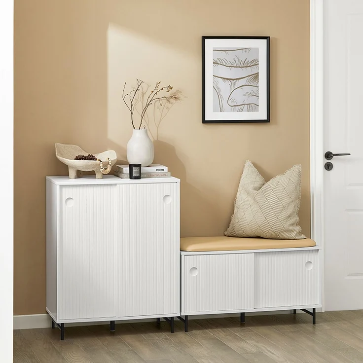 SoBuy FSB62-W Schuhschrank, MDF, Lackiert, Weiß, 70 x 87 x 37 cm – Bild 7