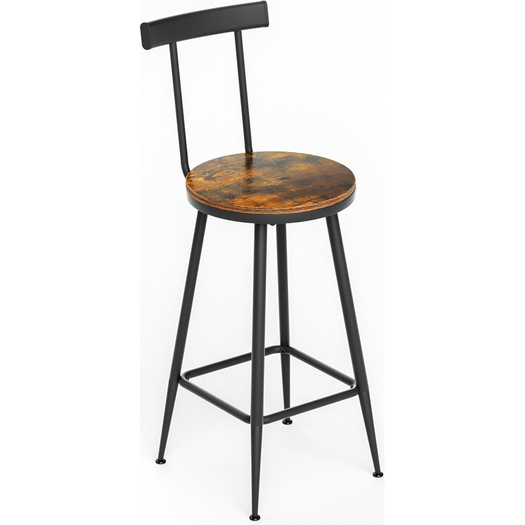 Bartisch-Set 60x60x92 cm mit 2 Hockern, industrial, rustikale Brauntöne, Stahlgestell und pflegeleichte Spanplatte – Bild 7