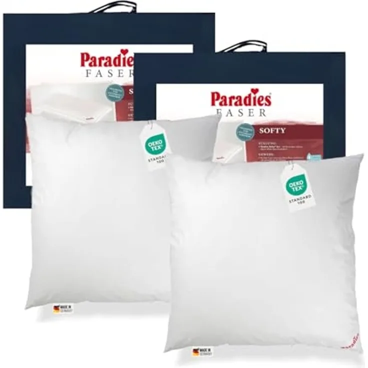 2 Stück Paradies Softy Kopfkissen Kissen Faserkissen 80x80 waschbar