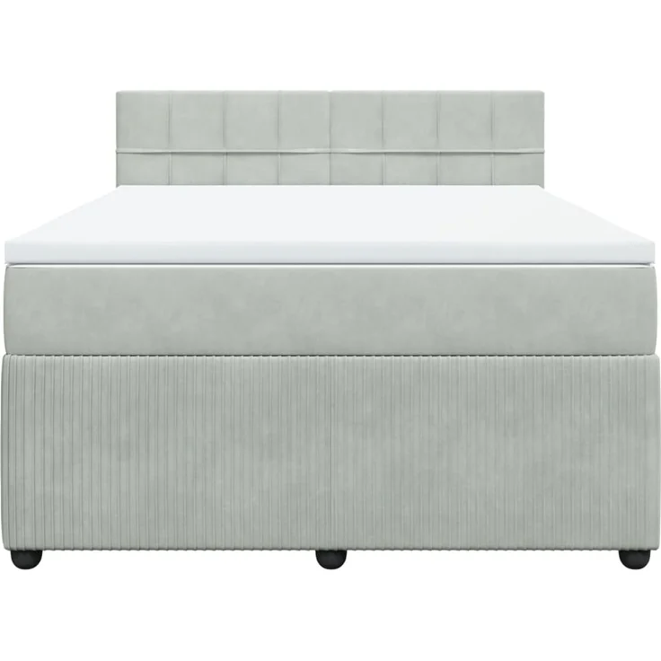 vidaXL Boxspringbett mit Matratze Hellgrau 140x200 cm Samt 3287758 – Bild 4
