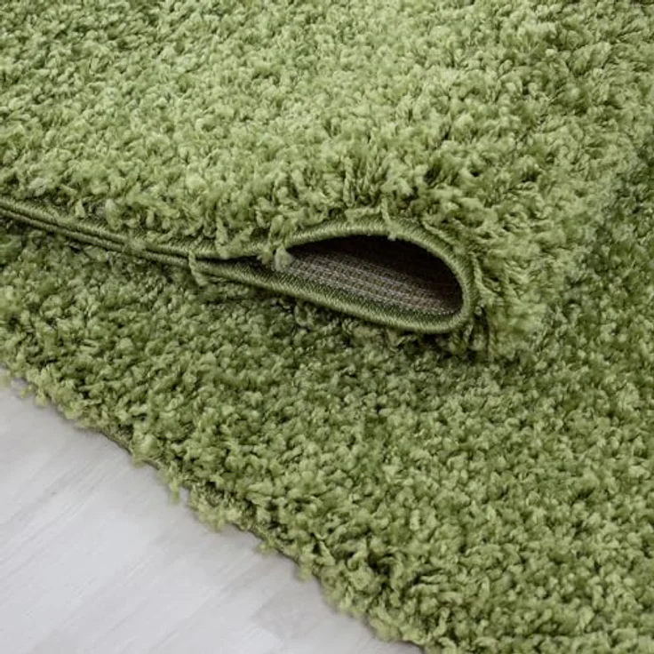 Carpetsale24 Shaggy Hochflor Teppich 60x110 cm Grün weich flauschig modern einfarbig Für Flur oder kleine Räume für Wohnzimmer Schlafzimmer Flur – Bild 4