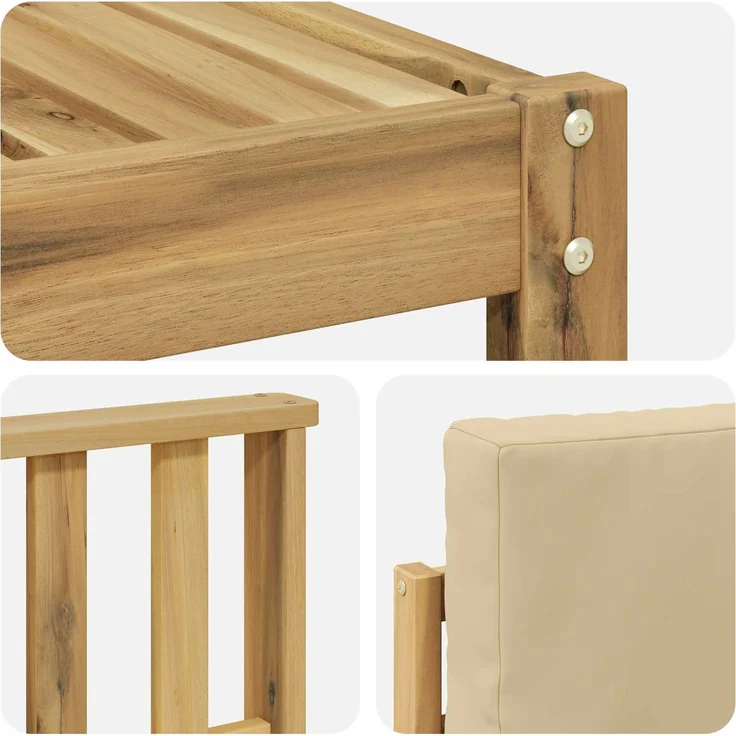 vidaXL Outdoor-Sofagarnitur 5 stk. 6-Sitzer Weiß und Beige Polyester 3392268 – Bild 5