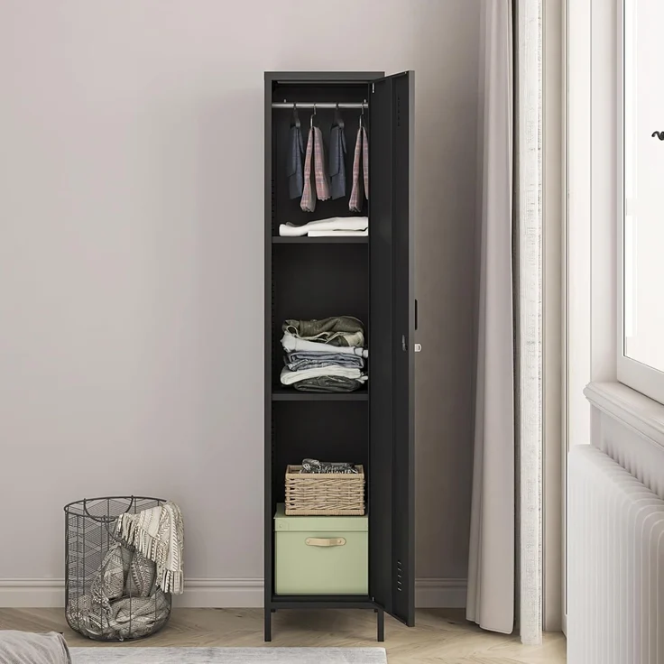 Kleiderschrank Seinäjoki 180x38x38 cm Schwarz [en. casa] – Bild 5