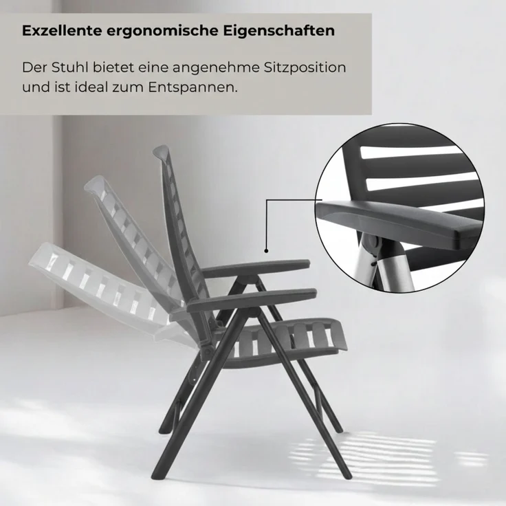 Kettler Multipositionssessel WAVE Klappsessel Grau Anthrazit – Bild 4