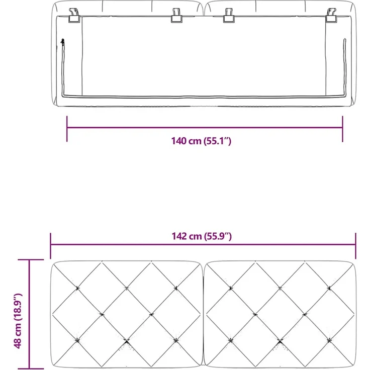 vidaXL Kopfteil-Kissen Dunkelgrün 140 cm Samt – Bild 10