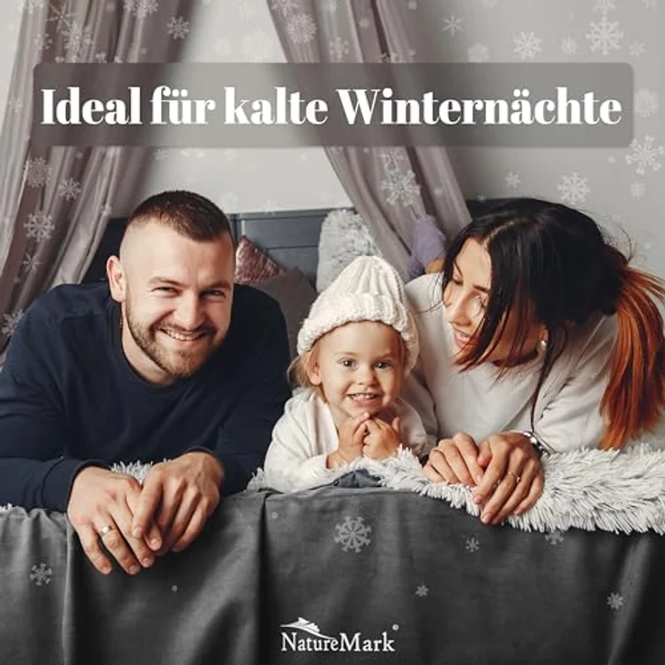 NatureMark Spannbettlaken Winter Thermo Fleece Spannbetttuch, 80% Baumwolle und 20% Polyester, Gummizug: rundum, (1 Stück), 120x200 cm - Anthrazit grau – Bild 4