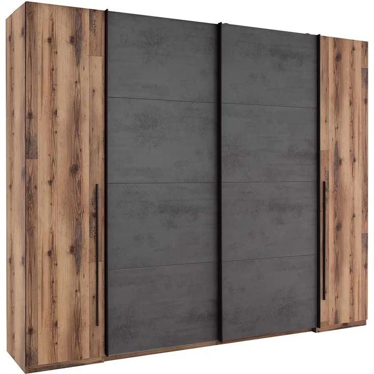 Kleiderschrank Sarnthein / Sarnia, Holzwerkstoff, Schwarz, Holzfarben, 312 x 226 x 60 cm – Bild 1